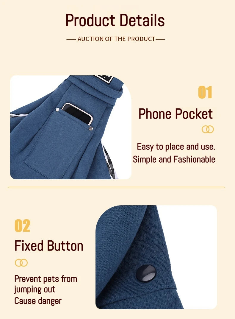 Pet Sling Bag Cat and Dog Carrier Portable Comfortable Pet Backpack Handbag and Shoulder Bag for Outdoor Travel