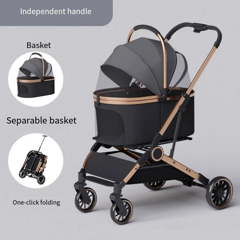2025 Pet Stroller, Lightweight and Foldable, with Detachable Bags for Dogs, Cats, Teddy Bears, and Small Outdoor Pet Carts