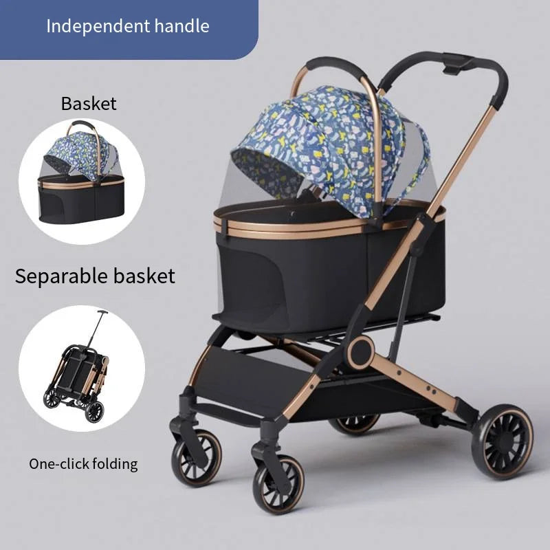2025 Pet Stroller, Lightweight and Foldable, with Detachable Bags for Dogs, Cats, Teddy Bears, and Small Outdoor Pet Carts