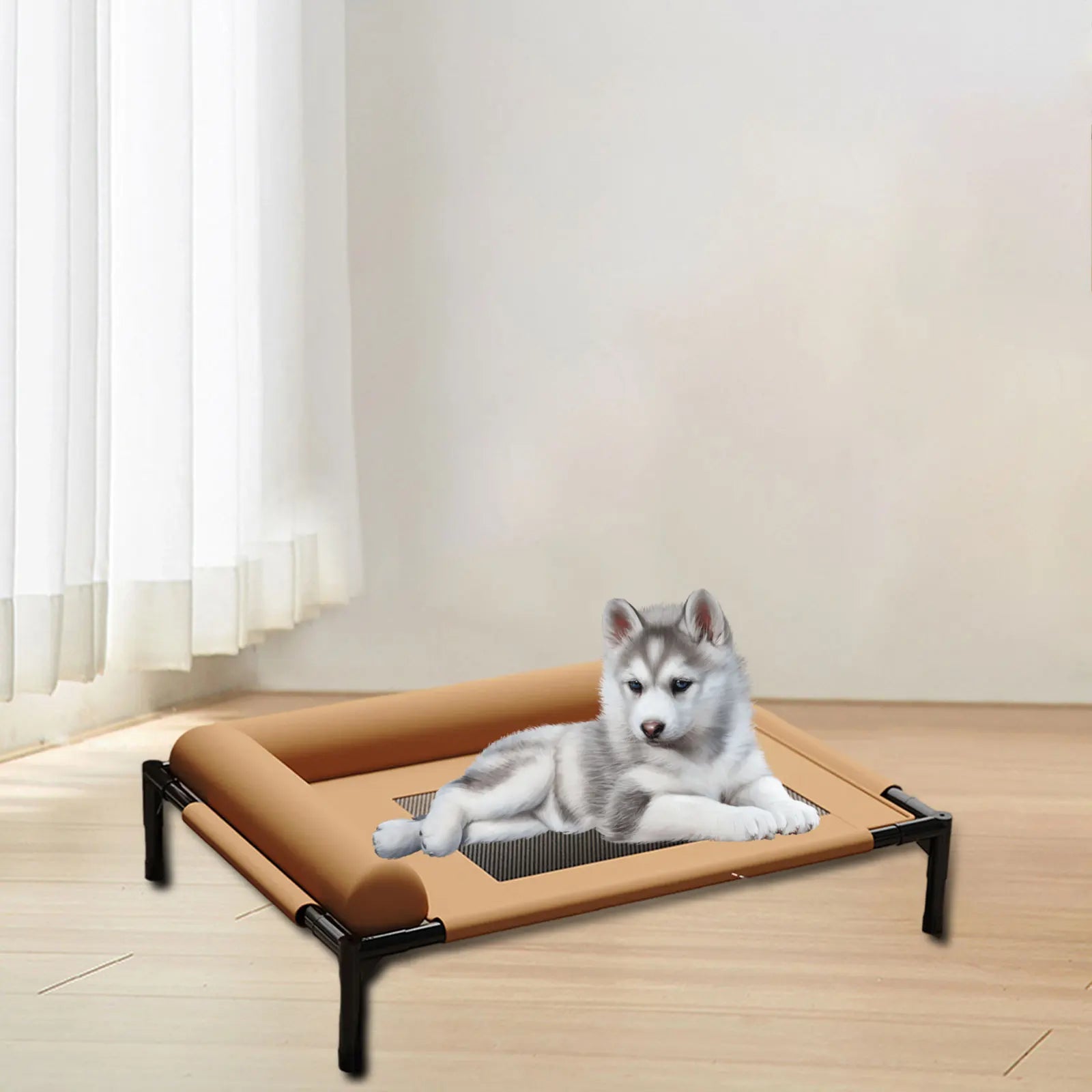 Elevated Pet Bed Breathable Mesh Cooling Pet Puppy Sofa Bed Waterproof Dog Cot Outdoor Dog & Cat Sleep Camping Bed with Pillow
