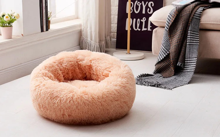 Pet Bed for Dog Extra Large Dog Round Kennel Breathable Solid Houses for Large Dogs Cat Beds Plush Donut Sleeping Bag Anti-Slip