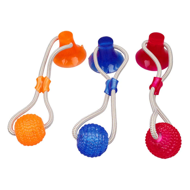 Pet Toys for Small Dogs, Rubber Dog Toy, Dog Push Toy with TPR Ball, Pet Tooth Cleaning Chewing Toy with Suction Cup