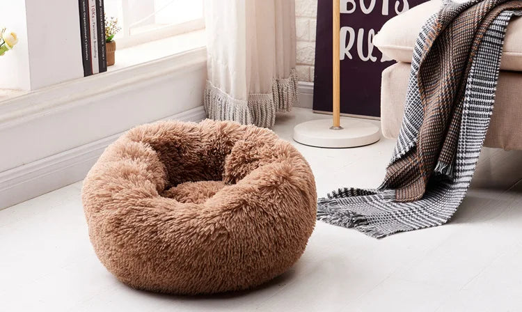 Pet Bed for Dog Extra Large Dog Round Kennel Breathable Solid Houses for Large Dogs Cat Beds Plush Donut Sleeping Bag Anti-Slip