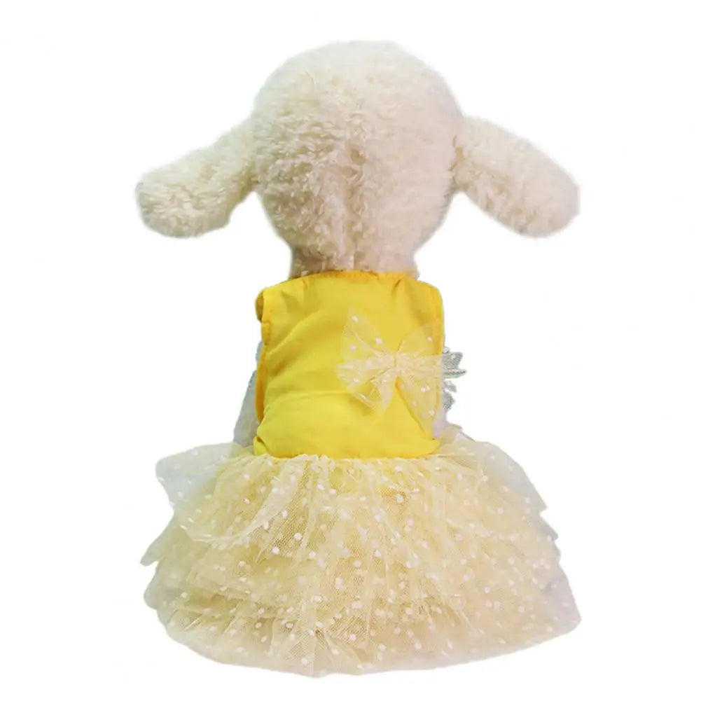 Dog Dresses Bow-knot Design Lace Multiple Layer Puppy Skirt Buttons Sleeveless Eye-catching Dogs Princess Dress Pet Clothes
