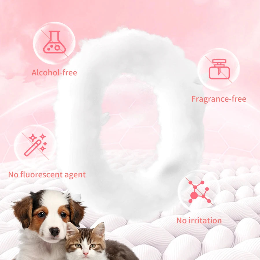 Pet Cleaning Gloves with Wipes 50Pcs ，2-in-1 Scrubber & Massager ，Dog Cat Grooming