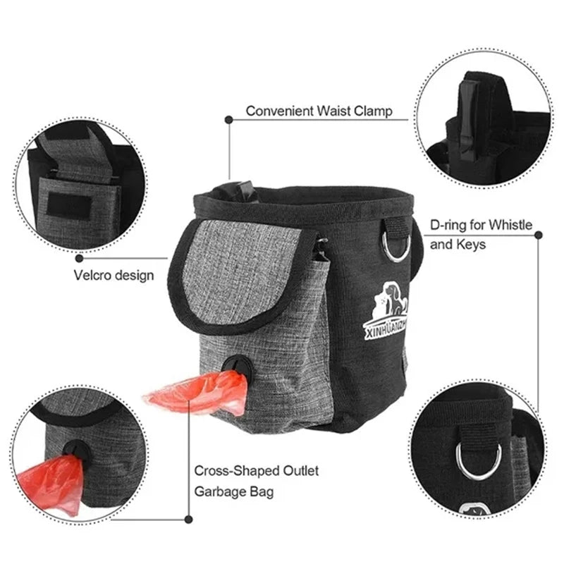 Portable Feeding Outdoor Pet Dog Treat Pouch Portable Dog Training Bags Pet Snack Food Container Puppy Snack Reward Waist Bag