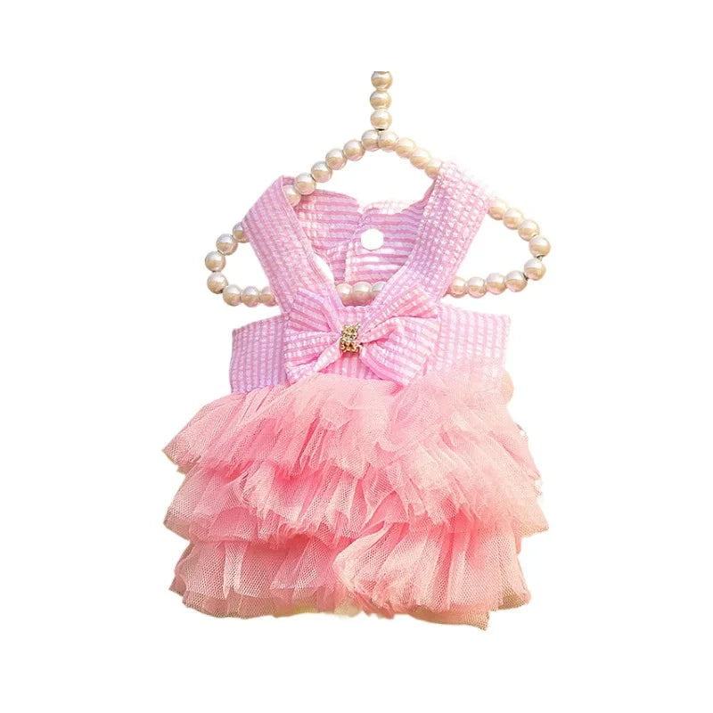 Dog Tutu Dress Cat Lace Skirt Bow Knot Dresses Summer Pet Clothing Chihuahua Puppy Cat Princess Apparel Cute Clothes