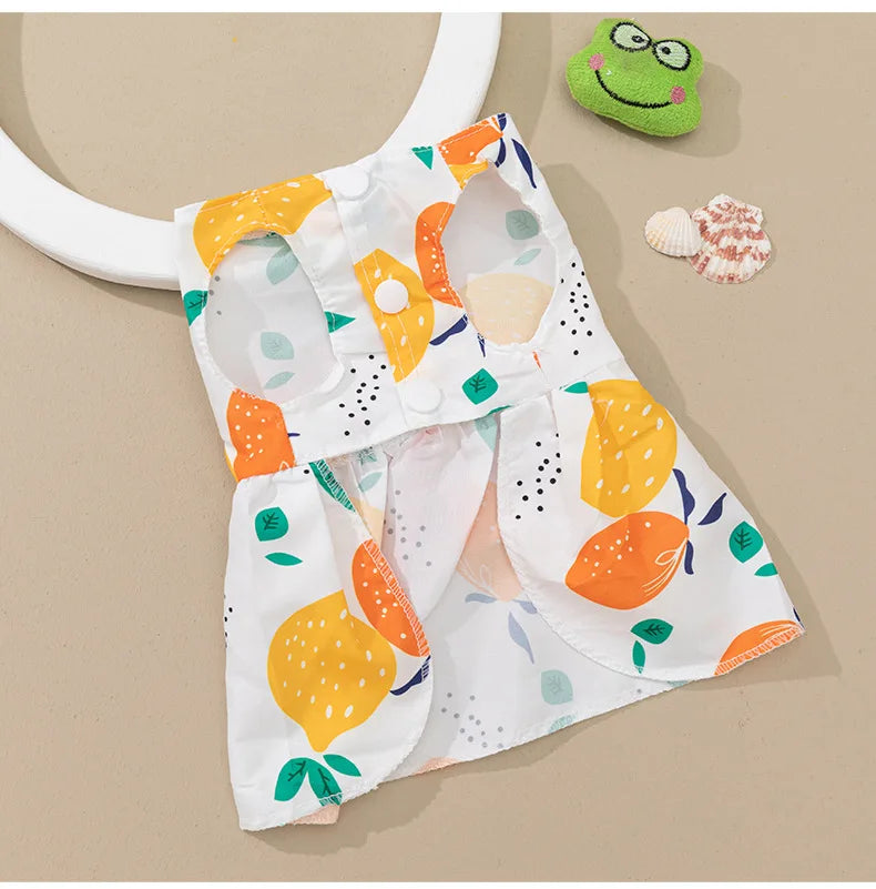 Pet clothing dress dog clothing dog print bow cartoon cute princess dress