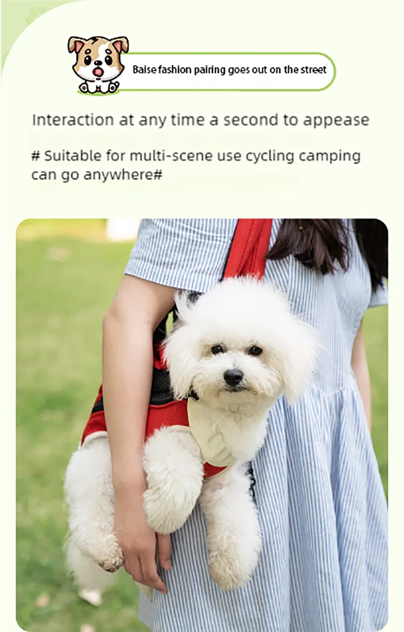 Pet bag portable backpack for outdoor use, dog cat linen cotton chest four legged backpack