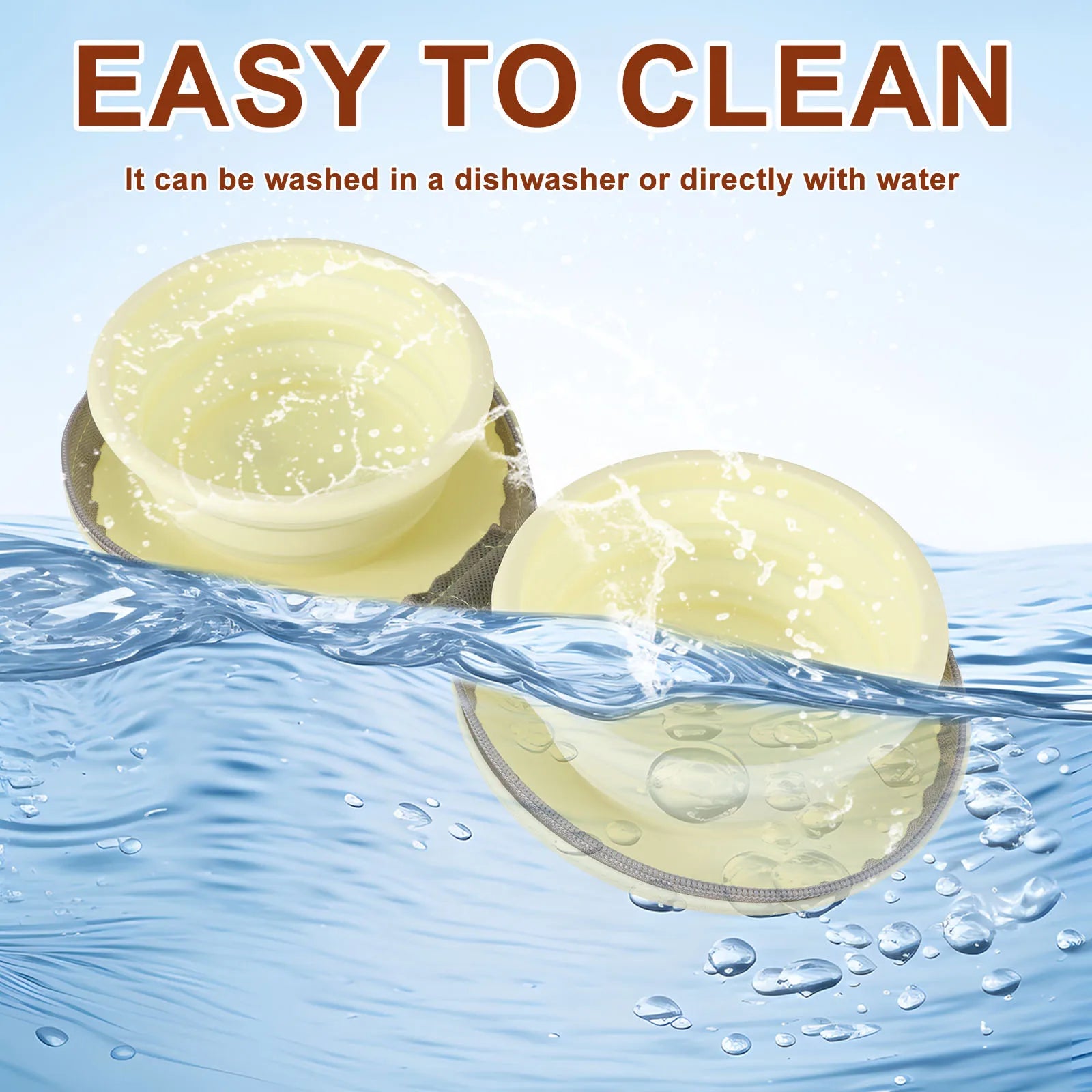 Foldable Pet Bowl Silicone Outdoor Portable Dog Bowl with Zipper Collapsible Cat Double Food Water Bowl for Walk Travel Camping