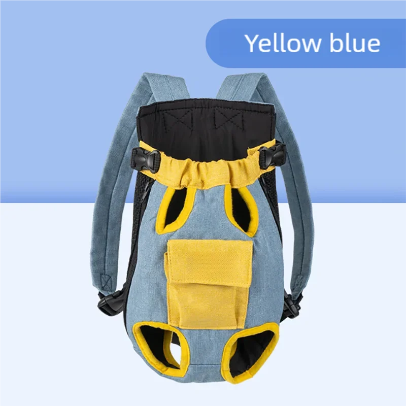 Pet bag portable backpack for outdoor use, dog cat linen cotton chest four legged backpack