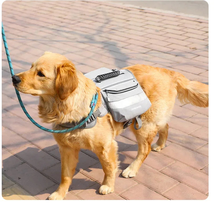 Pet Supplies Outdoor Dog Backpack Oxford Fabric Double Snack Bag Medium Large Dog Tactical Bag Waterproof Reflective Saddle Bag
