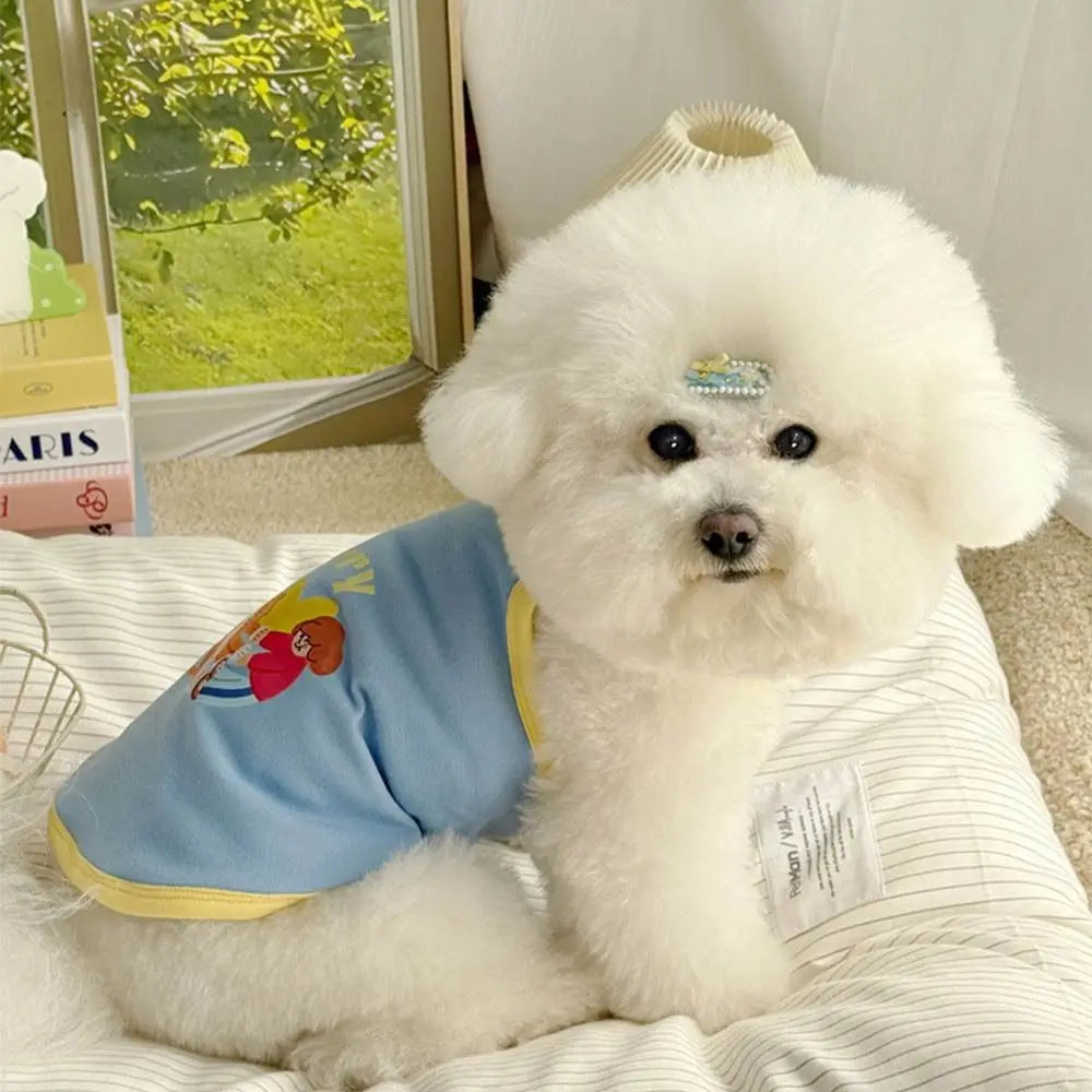 1 Pc Fashion Printed Design Thin Strap Dogs Vest Comfortable Fabric Small Pet Dress Spring Summer Puppy Wearing Costume