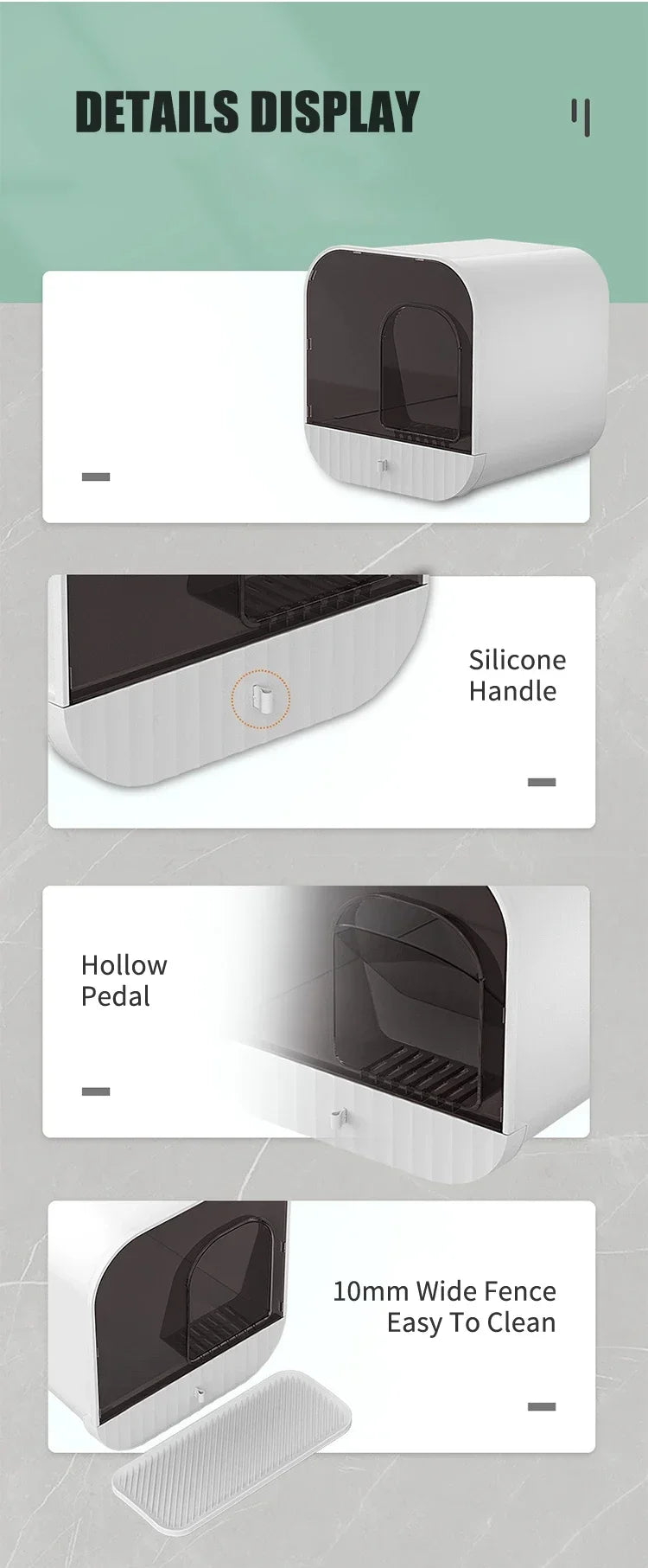 Cat Litter Box Fully Enclosed Splash-proof Cat Toilet with Litter Scoop Large Capacity Drawer Type Cat Litter Box Cat Accessorie