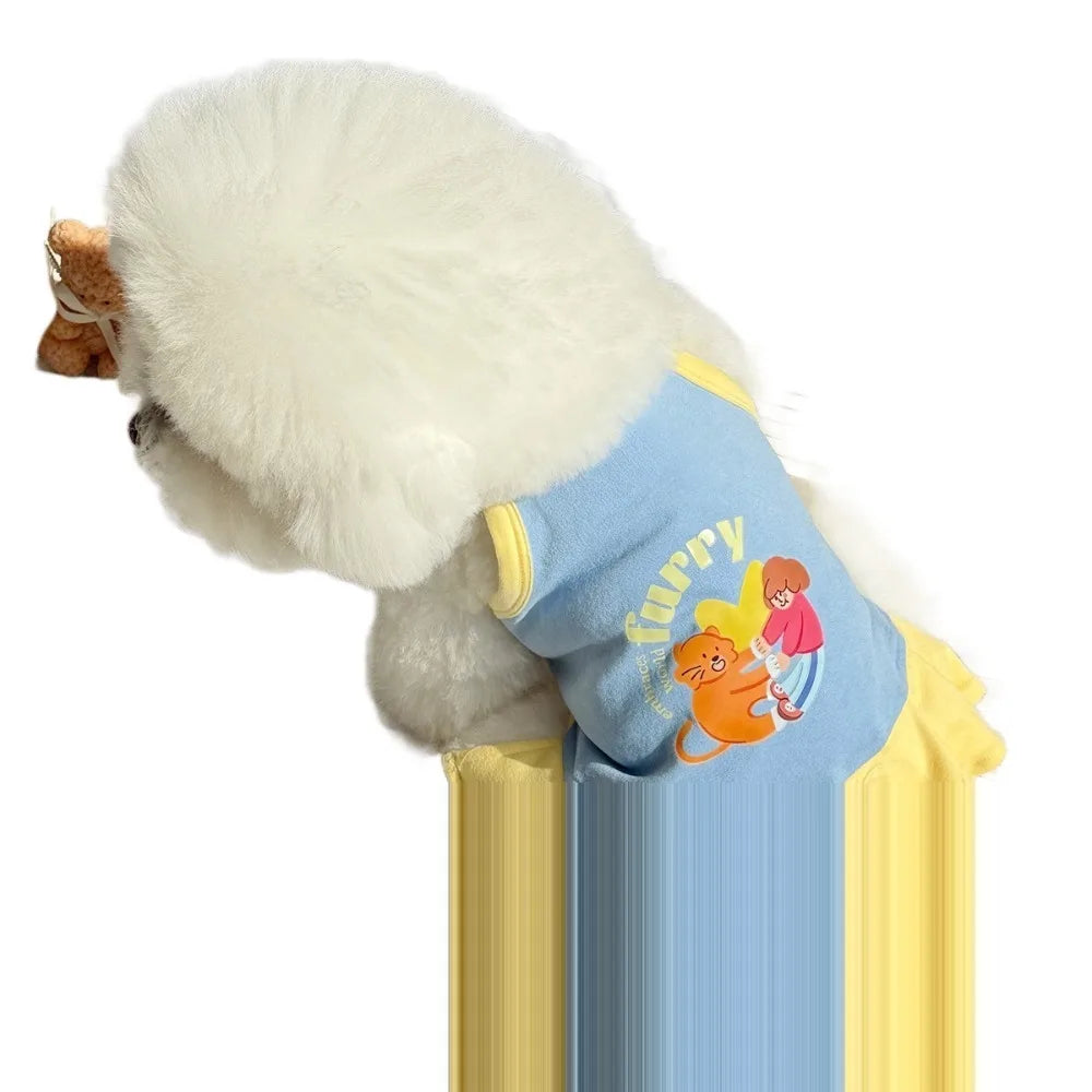 Pet Dresses Thin Strap Dogs Vest Comfortable Fabric Printed Design Puppy Camisole Breathable Soft Small Dog Cat Dress Puppy