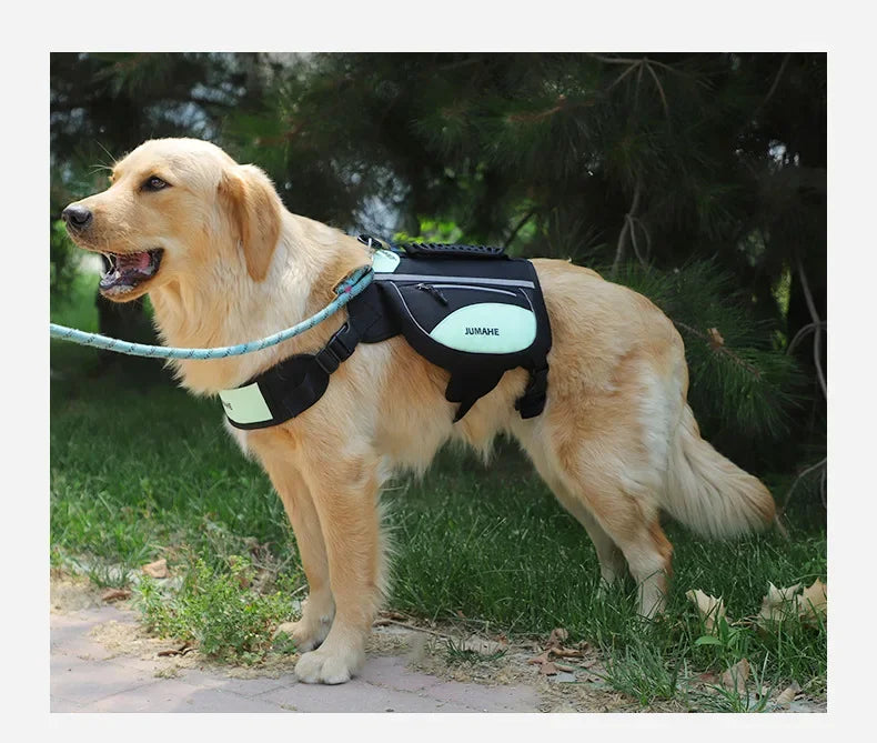 Pet Supplies Outdoor Dog Backpack Oxford Fabric Double Snack Bag Medium Large Dog Tactical Bag Waterproof Reflective Saddle Bag