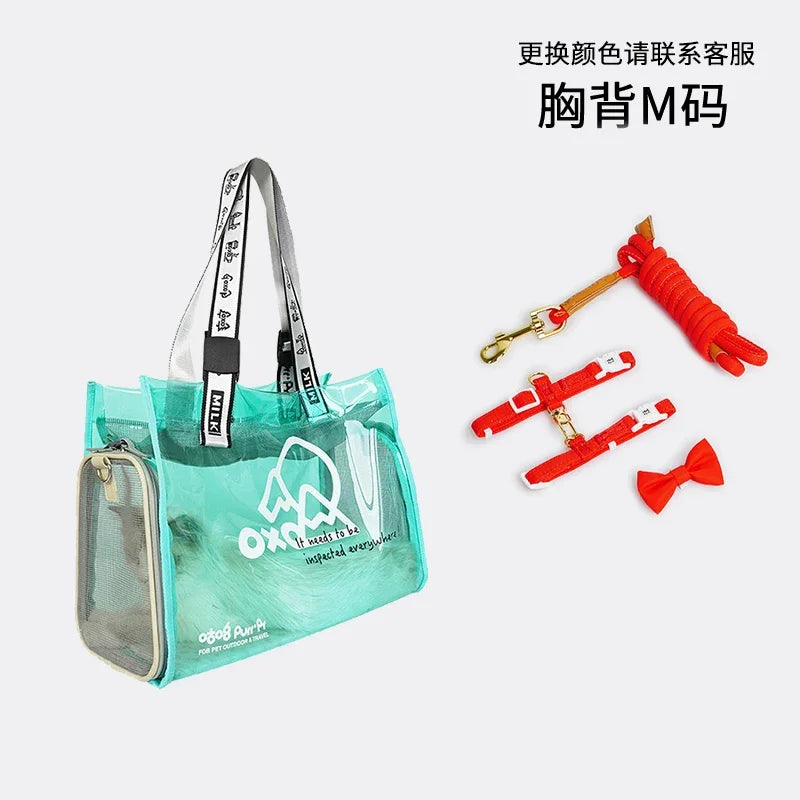 Pet bag Cat bag Portable going out Transparent schoolbag Carrying one-shoulder portable cat bag Dog dog