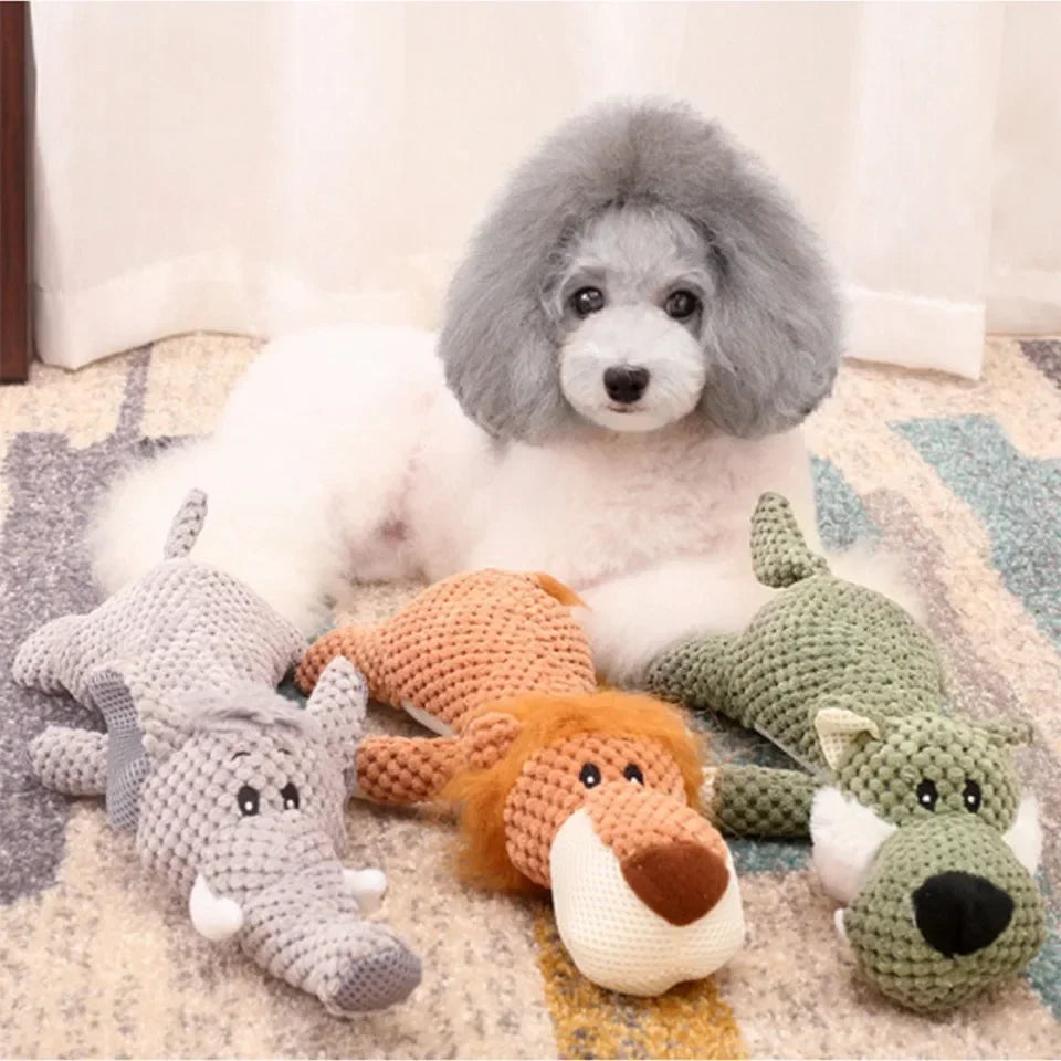 Plush Cartoon Puppy Dog Toys Pet Chew Squeak Toys Small Dogs Teeth Grinding Bite Resistant Relieve Boredom Play with Pet Toys