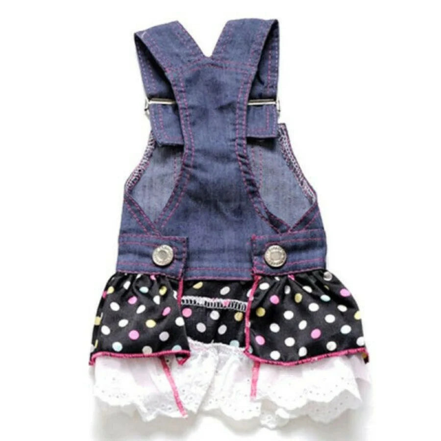 Summer Pet Clothes Dot Dog Dress For Dogs Skirt Spring Denim Dog Wedding Clothes