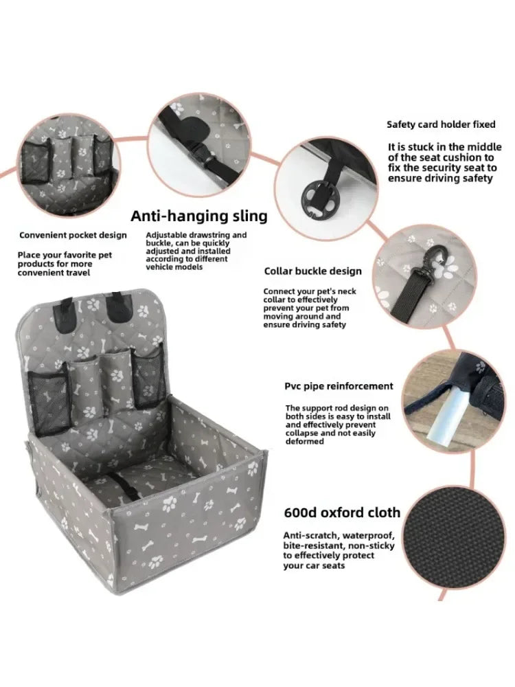 Pet car bag, portable pet pad for cats and dogs to store when going out, foldable, large-capacity cat and dog car carrying pad