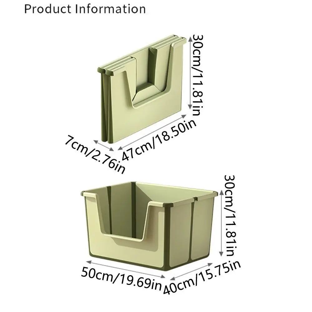 Large Capacity Foldable Cat Litter Box High Sides Splashproof Semi-Closed Litter Box with Scoop Removable Scoop Low Entry