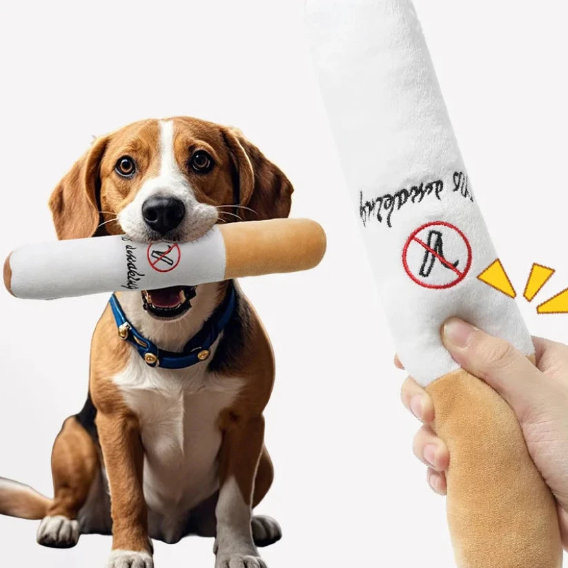 Pet Funny Toys Cigar Big Smoke Plush Sound Squeak Fake Cigarettes Toys Dog Chew Molar Interactive Game Bite Resistant Pet Toy