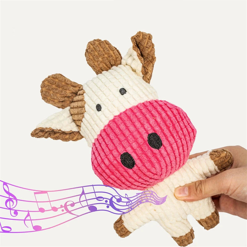 Pets Dogs Plush Toys Cute Cow/Pig/Lion Animal Model Squeak Dog Toys For Medium Small Dogs Cat Bite-Resistant, Soft, Durable Safe