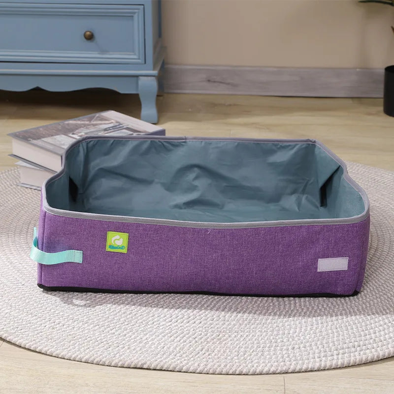 Semi Enclosed Cat Litter Box, Foldable, Portable, Waterproof, Oxford Cloth, Open Cat Toilet  Cat Litter Box Pet Supplies & Pet