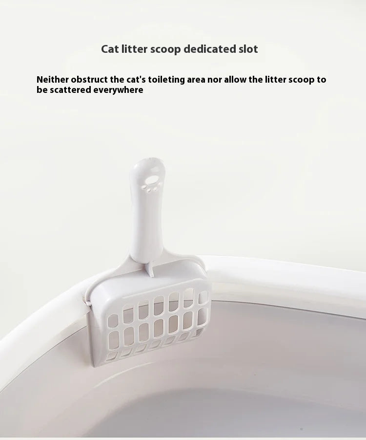 Oval Kitten Litter Box with High Walls - Thickened PP Semi-Enclosed Design Anti-Scatter Tray for Baby Cats Easy Clean