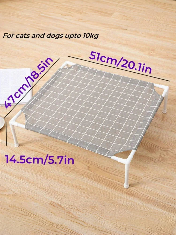 1pc Elevated Pet Bed Dog Cot, Raised Cat Bed for cats and SMALL dogs upto 10kg, with Thin Cool Fabric