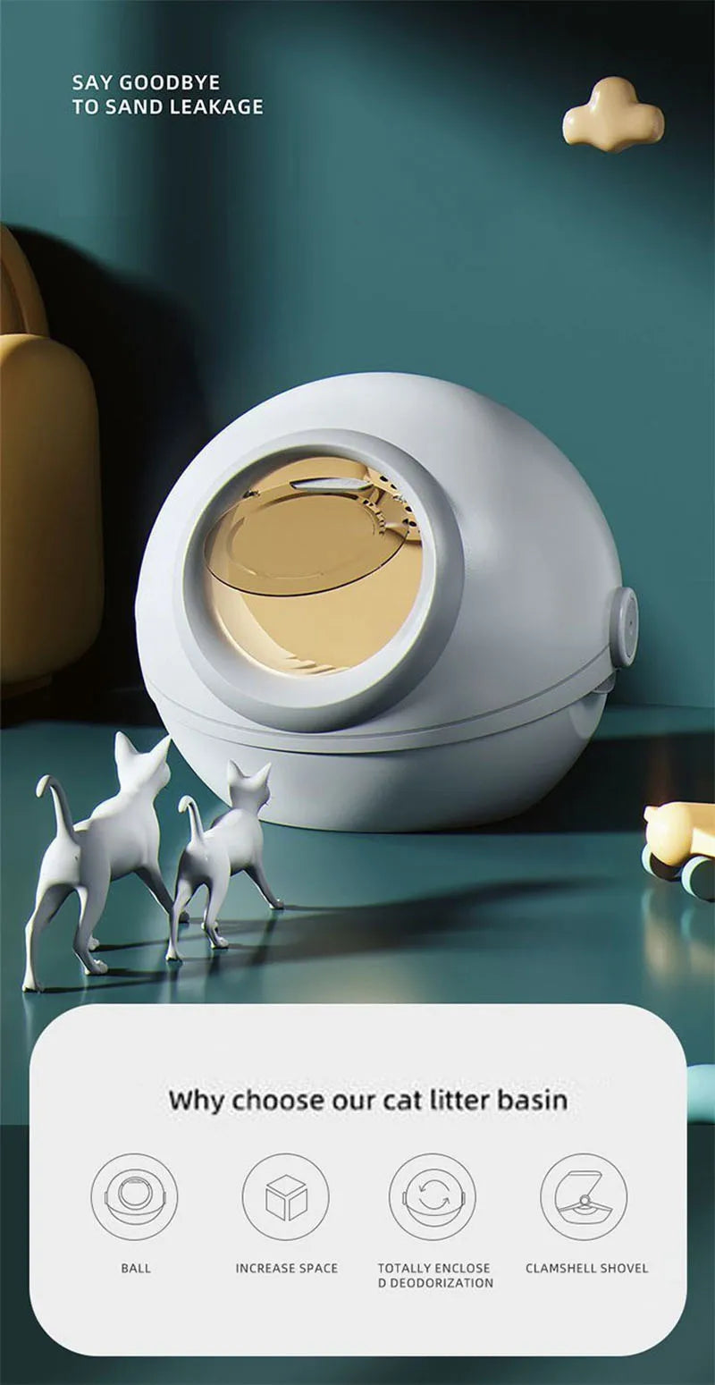 Cat litter box, super large size, fully enclosed cat toilet, deodorizing and splash proof cat feces box, deodorizing cat litter