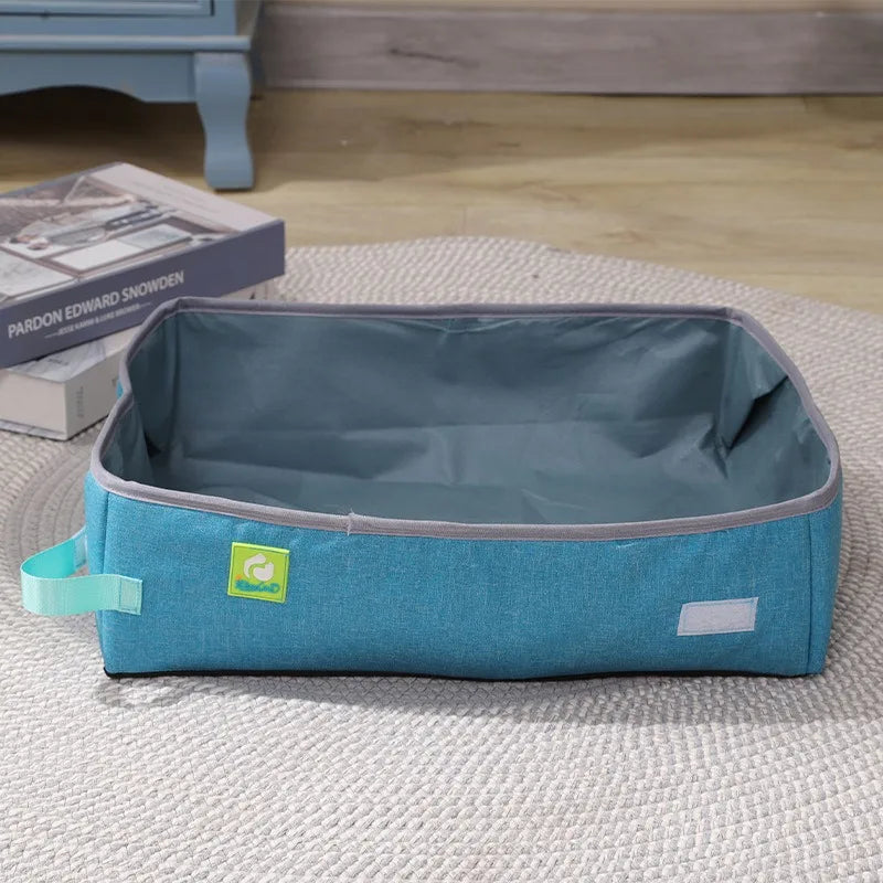 Semi Enclosed Cat Litter Box, Foldable, Portable, Waterproof, Oxford Cloth, Open Cat Toilet  Cat Litter Box Pet Supplies & Pet