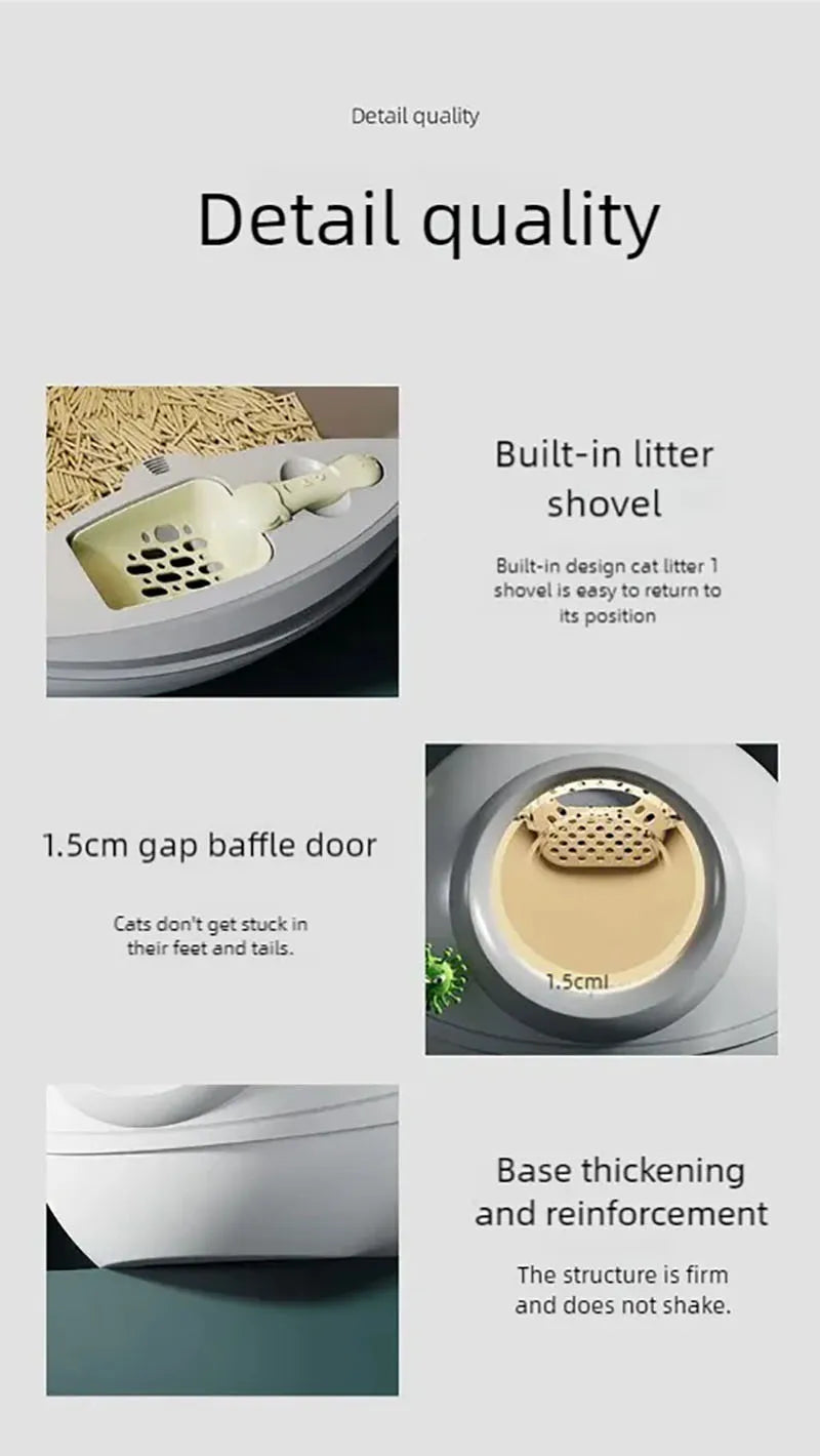 Cat litter box, super large size, fully enclosed cat toilet, deodorizing and splash proof cat feces box, deodorizing cat litter