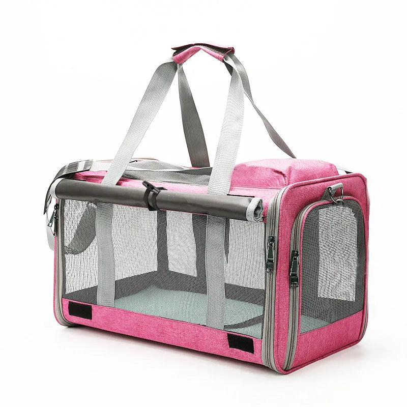 Pet Bag  Portable Bag for Outings Foldable Car Shoulder Portable Cat Bag  Large Capacity Two Cat Outing Bag