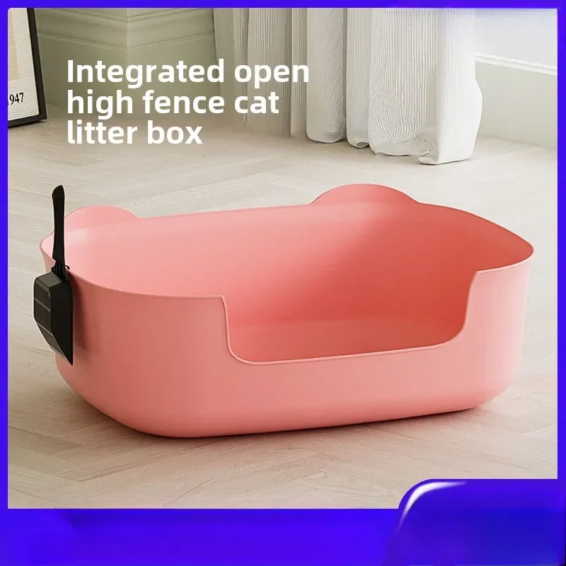Large Cat Litter Box Semi-enclosed High-fenced Pet Toilet Anti-splash Integrated Open Cat Fecal Basin