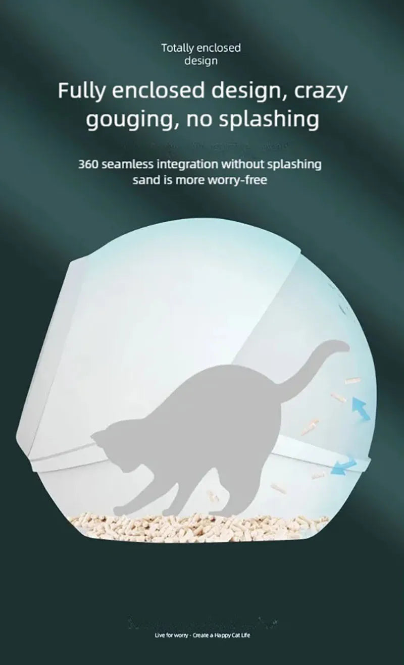 Cat litter box, super large size, fully enclosed cat toilet, deodorizing and splash proof cat feces box, deodorizing cat litter