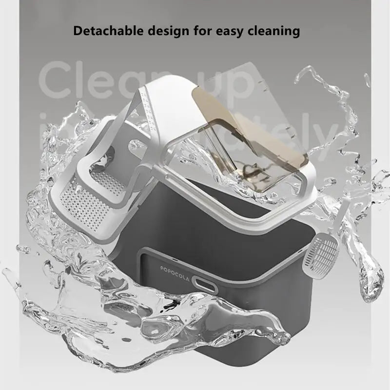 Large Cat Litter Boxes Corridor Style Design Enclosed Litter Tray Odor Splash-Proof Kitten Toilet Convenient Lid Pet Clean