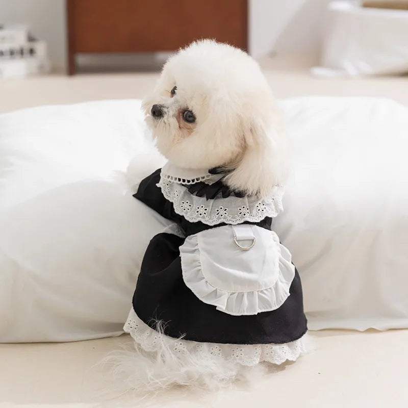 Pet Classic Maid Dresses Skirt Teddy College Style Dresses Small and Medium Dogs Summer Pullover Bichon Pretty Princess Dresses