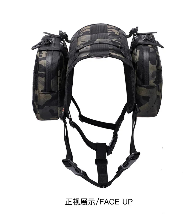 Pet Supplies Outdoor Dog Backpack Oxford Fabric Double Snack Bag Medium Large Dog Tactical Bag Waterproof Reflective Saddle Bag