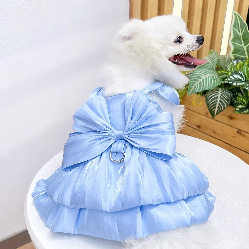 Dog Dress Girl Dog Clothes Pet Apparel Doggie Pink Bowknot Tulle Cat Sequin Clothing Pup Dresses Doggy Attire Birthday
