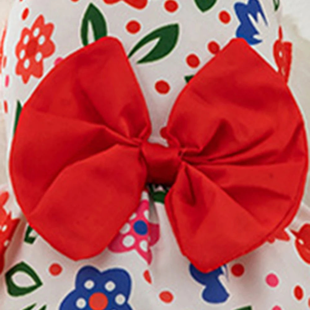 1PC Dog Dresses for Small Pet Girls Floral Puppy Dresses Dog Princess Bowknot Dress Cute Summer Outfits Cat Clothes