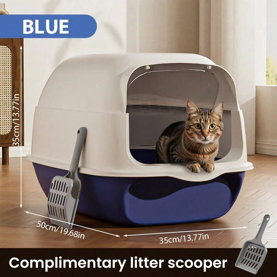 Extra Large Cat Litter Box Anti-Leak Fully Enclosed, Demountabl Semi-Enclosed, Easy To Clean Preventing Outer Splash Large Space