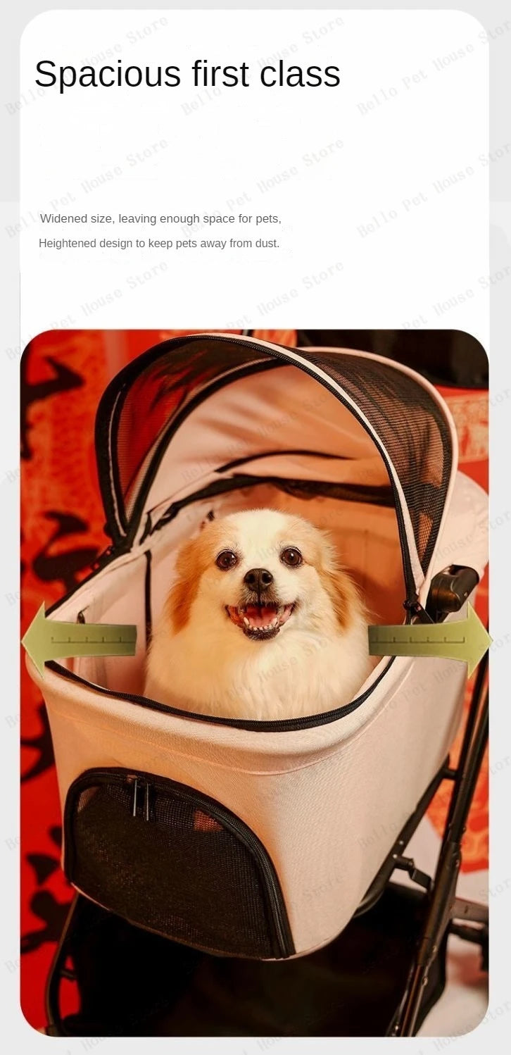 Detachable Lightweight Pet Stroller Car Carry Basket Small and Medium-sized Pet Stroller Foldable Ultra-light Portable Pet Cart