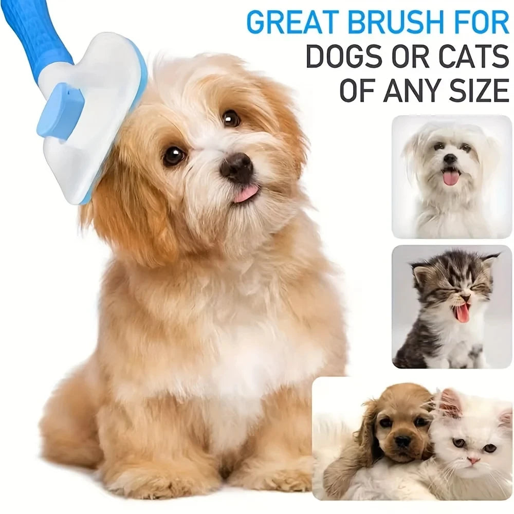 Pet Grooming Brush Gentle Deshedding Massage Comb with One-Click Hair Removal Dog Grooming for Dogs & Cats Easy-Clean