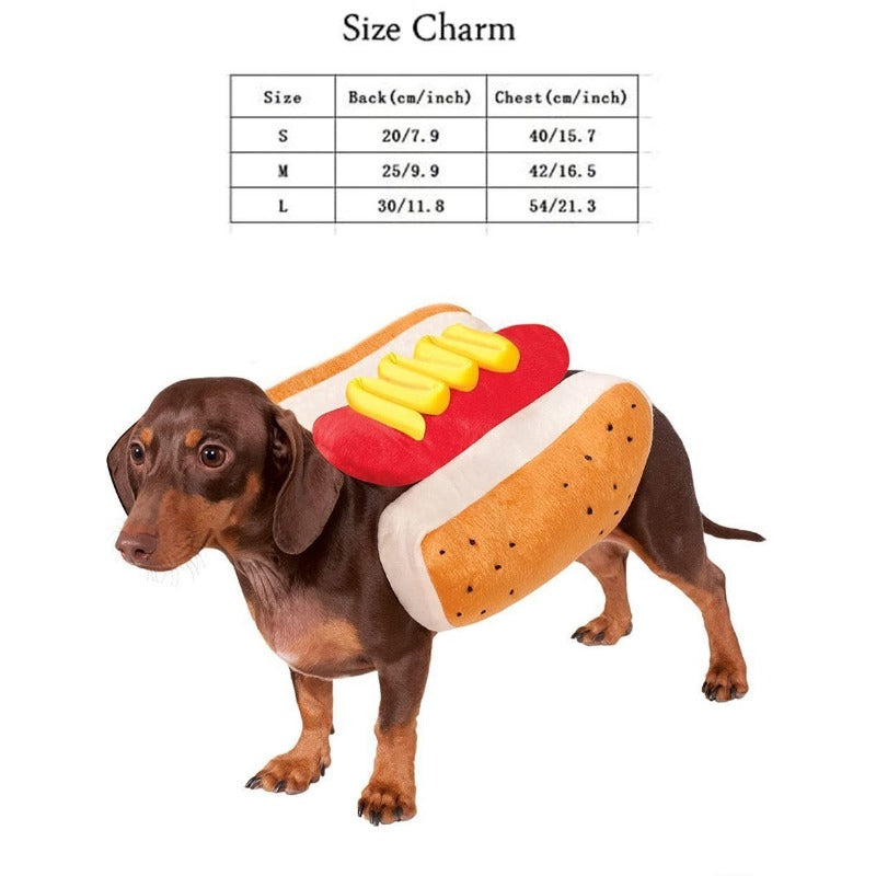 Pet Dress Up Costume Hot Dog Shaped Dachshund Sausage Adjustable Cosplay Clothes Funny Warm for Puppy Dog Cat Dress Up Supplies