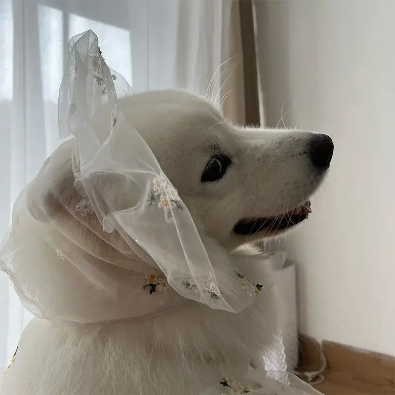 Dog Dress Breathable Wedding Party Clothes Dress Skirt for Small Medium Large Dogs Hat Headdress Pet Wedding Elegant Accessories
