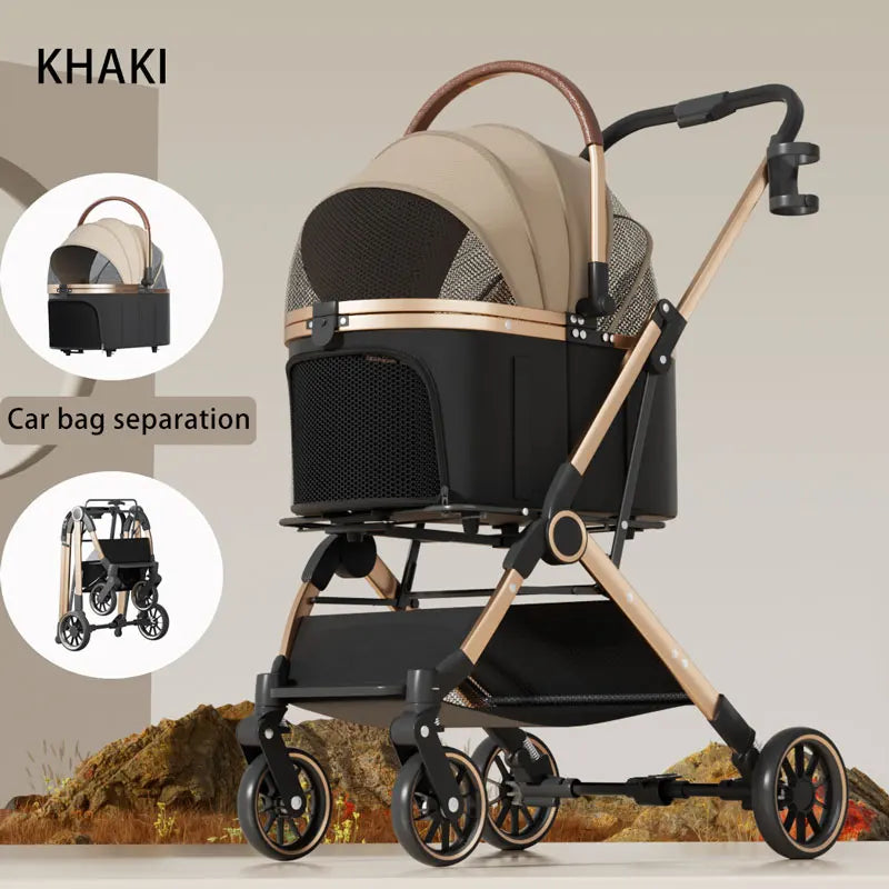 2025 Pet Stroller, Lightweight and Foldable, with Detachable Bags for Dogs, Cats, Teddy Bears, and Small Outdoor Pet Carts