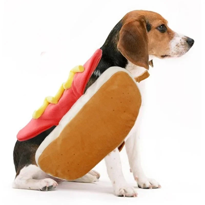 Pet Dress Up Costume Hot Dog Shaped Dachshund Sausage Adjustable Cosplay Clothes Funny Warm for Puppy Dog Cat Dress Up Supplies