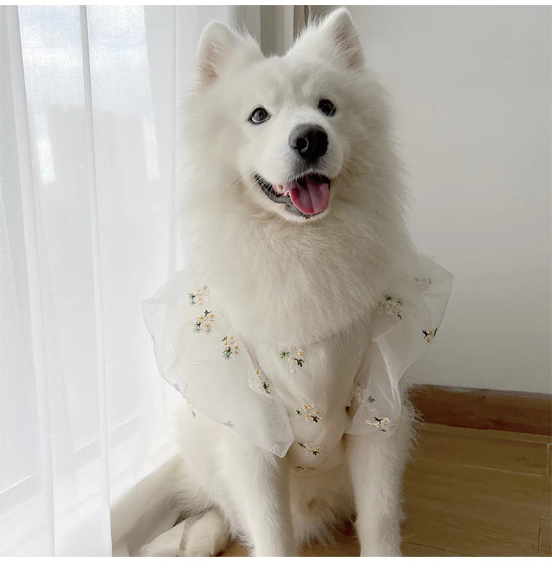 Dog Dress Breathable Wedding Party Clothes Dress Skirt for Small Medium Large Dogs Hat Headdress Pet Wedding Elegant Accessories