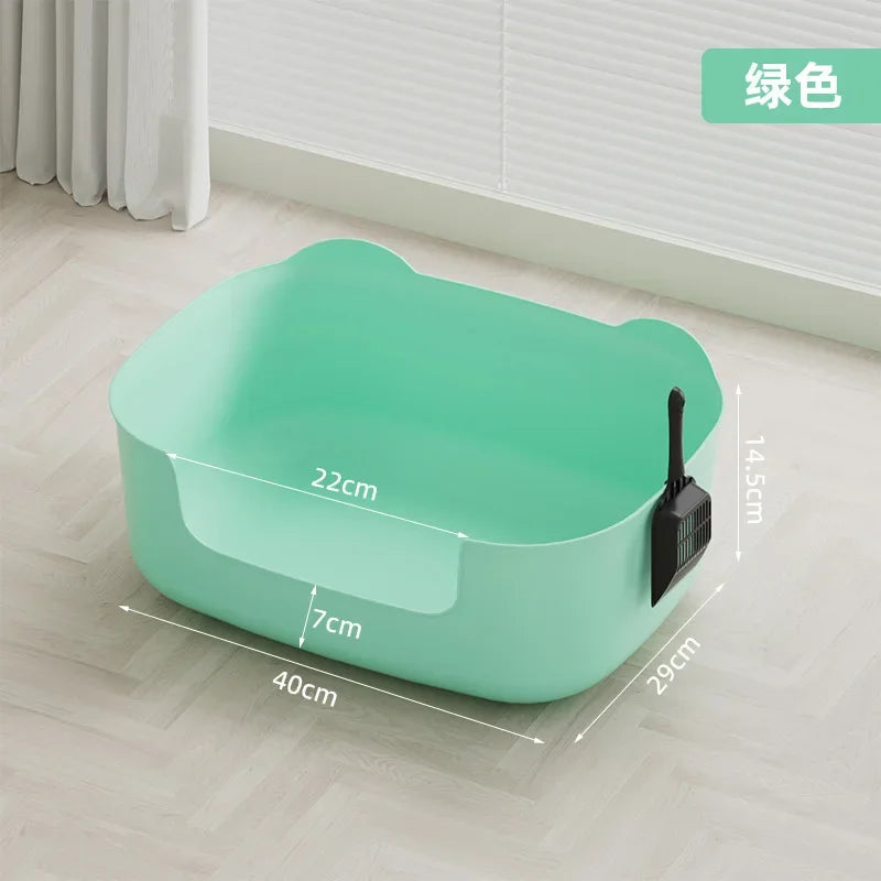 Large Cat Litter Box Semi-enclosed High-fenced Pet Toilet Anti-splash Integrated Open Cat Fecal Basin